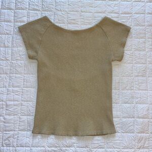 Aerie Beige Ribbed Knit Top